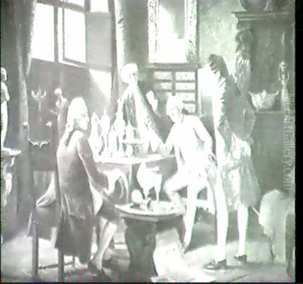 Die Kunstliebhaber. Oil Painting by August Hermann Knoop