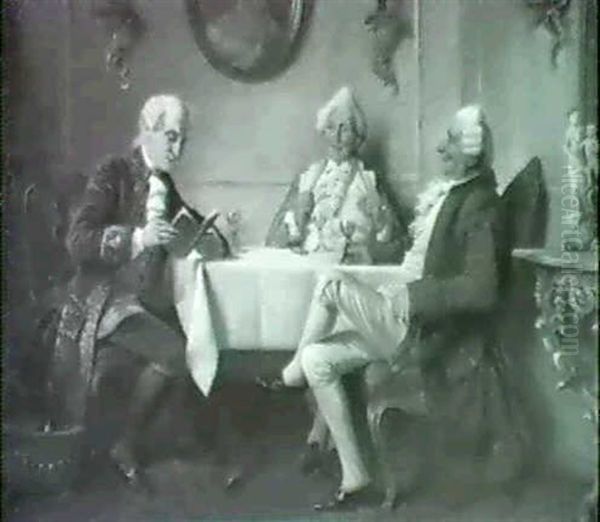 Die Seniorenrunde Oil Painting by August Hermann Knoop