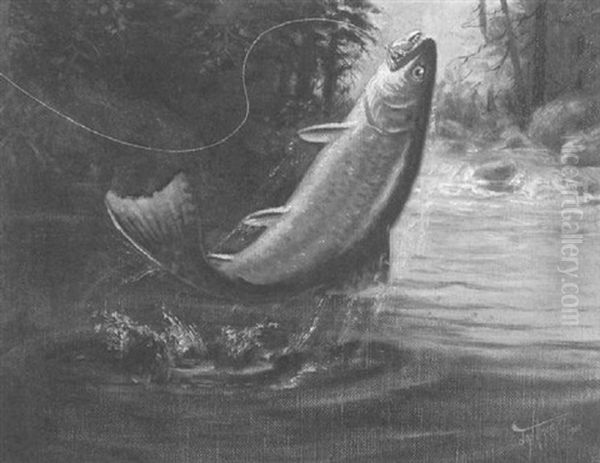 Brook Trout Oil Painting by Joseph Edward Knowles Sr.