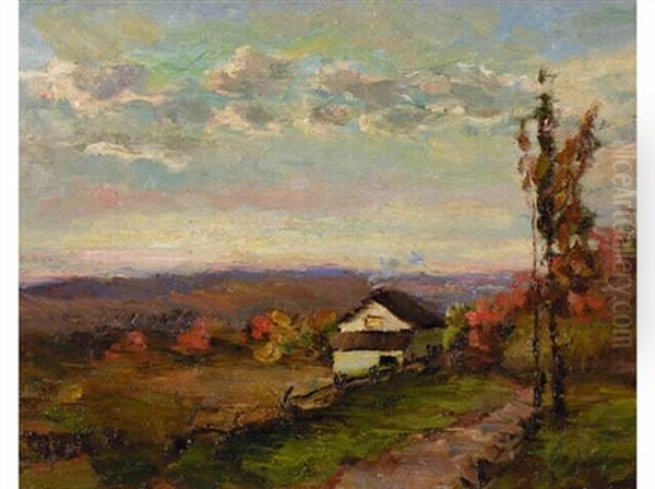 Homestead In Autumn, Quebec Oil Painting by Farquhar McGillivray Strachen Knowles