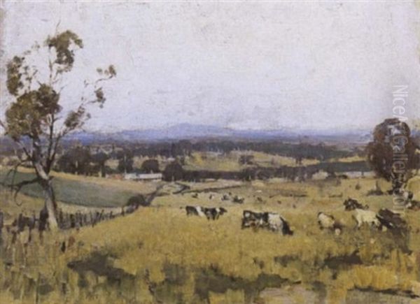 Grazing Paddocks Oil Painting by William Dunn Knox