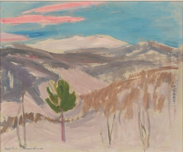 Mountainous Landscape Oil Painting by Gerda Knudsen