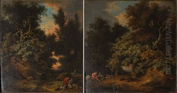 Paysages Animes (pair) Oil Painting by Franz Innocenz Kobell