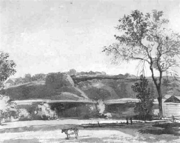 Landschaft Mit Kuh Bei Einem Schober Oil Painting by Franz Innocenz Kobell