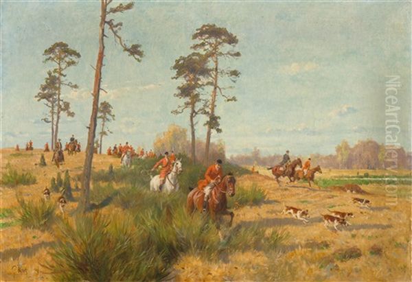 Riders On The Hunt Oil Painting by Georg Karl Koch