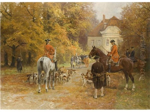 Ausritt Zur Parforce-jagd Oil Painting by Georg Karl Koch