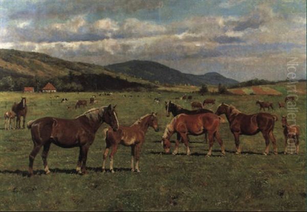 Pferdekoppel Oil Painting by Georg Karl Koch