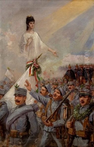 Kaiserin Elisabeth Erscheint Der Ausziehenden K. U. K. Armee Oil Painting by Ludwig Koch