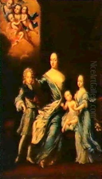 Kopia Efter David Klocker Ehrenstrahl. Ulrika Eleonora      D.a. Med Familj Oil Painting by David Kock