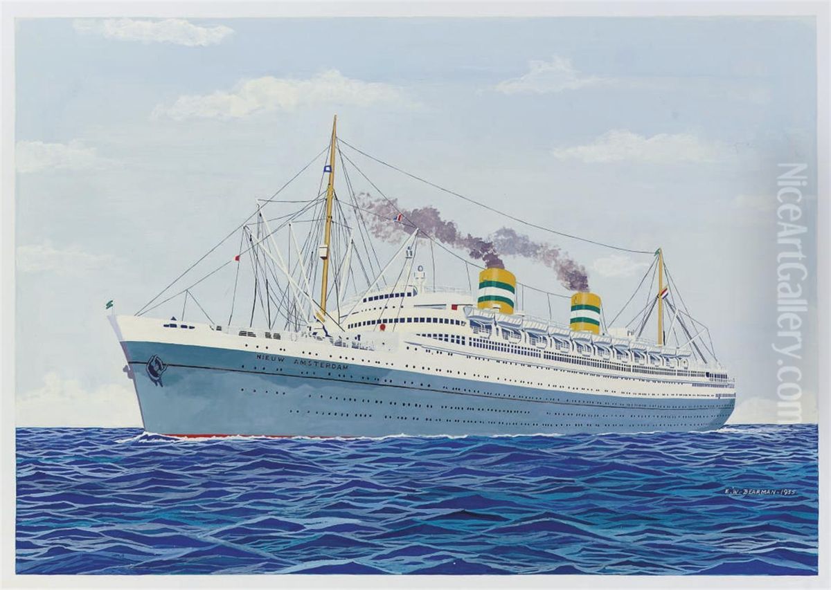 S.s. Nieuw Amsterdam Oil Painting by E.W. Bearman