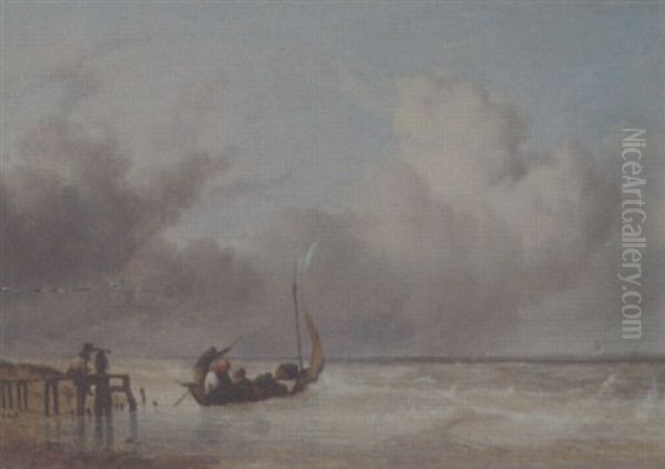 Fishermen Setting Out For Sea Oil Painting by Hermanus Koekkoek the Younger