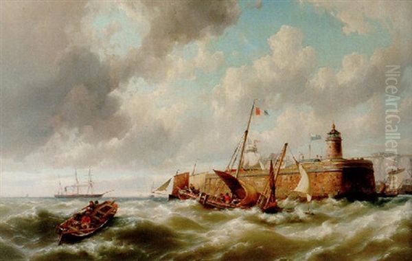 Almost Safe In Port Oil Painting by Hermanus Koekkoek the Younger