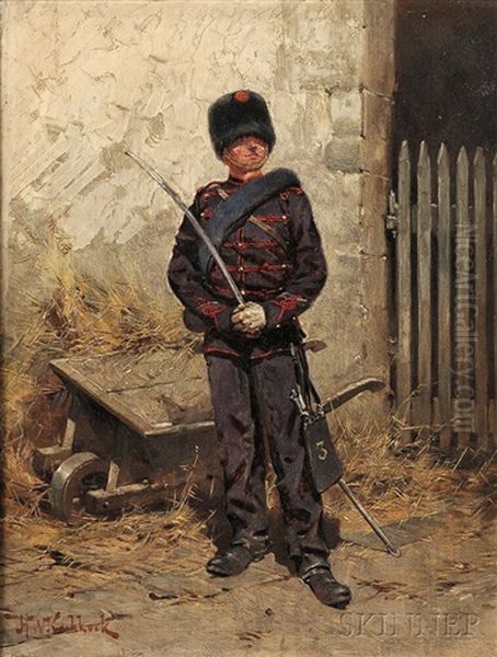 Soldier With A Saber Oil Painting by Hermanus Willem Koekkoek