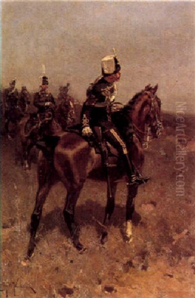 A Sergeant Of The 19th Hussars On Horseback Oil Painting by Hermanus Willem Koekkoek