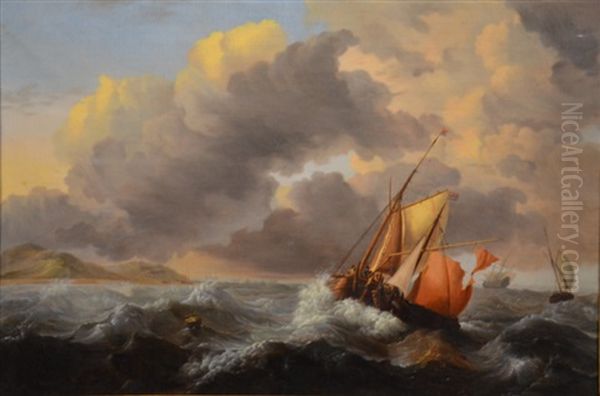 La Tempete Oil Painting by Johannes Hermanus Koekkoek Snr