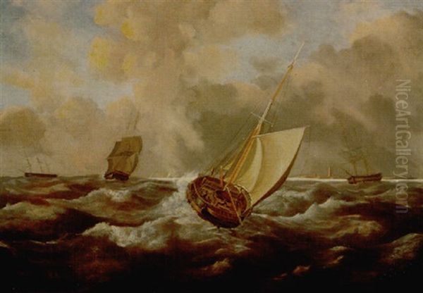 Marine Scape Oil Painting by Johannes Hermanus Koekkoek Snr