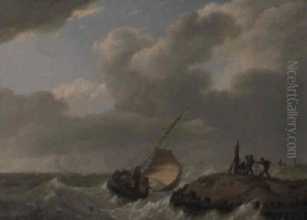 Marine Oil Painting by Johannes Hermanus Koekkoek Snr