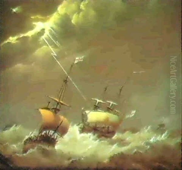 The Storm Oil Painting by Johannes Hermanus Koekkoek Snr