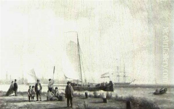 Along The Estuary Oil Painting by Johannes Hermanus Koekkoek Snr