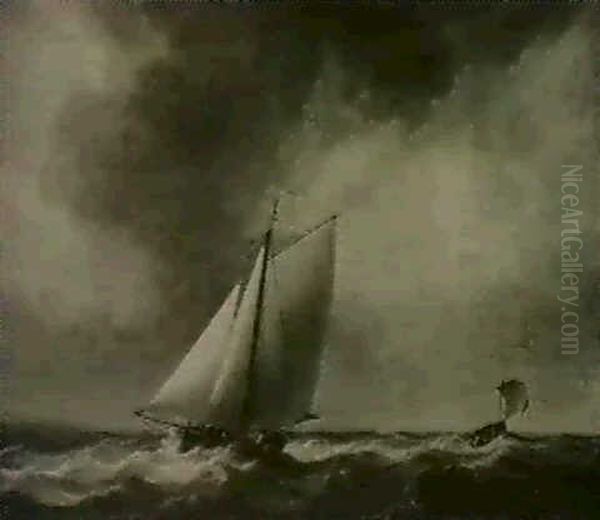 A Dutch Boier Oil Painting by Johannes Hermanus Koekkoek Snr