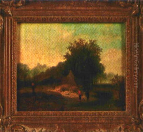 Romantische Landschaft Mit Einsamen Gehoft Und Figurenstaffage Oil Painting by Marinus Adrianus Koekkoek