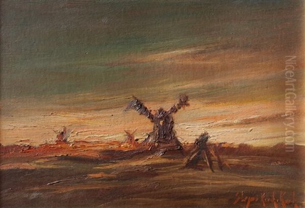 Atardecer Y Molinos Oil Painting by Stephen Robert Koekkoek