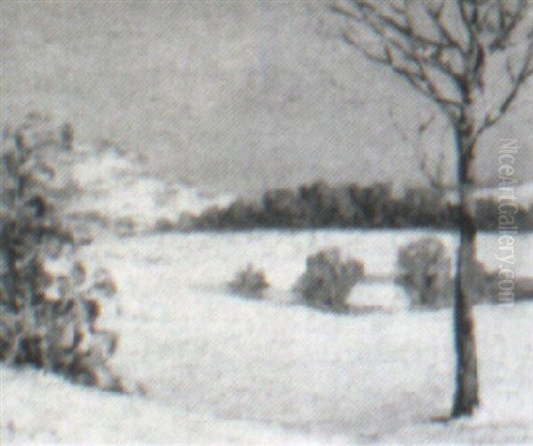 Snowy Field Oil Painting by Walter Koeniger