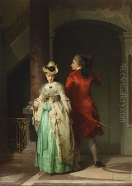 Flirtation Oil Painting by Pancraz Koerle