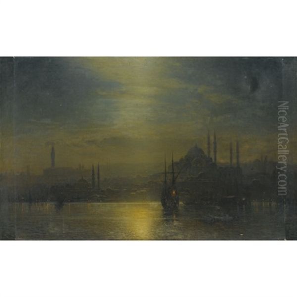 The Golden Horn - A Nocturne Oil Painting by Ernest Karl Eugen Koerner
