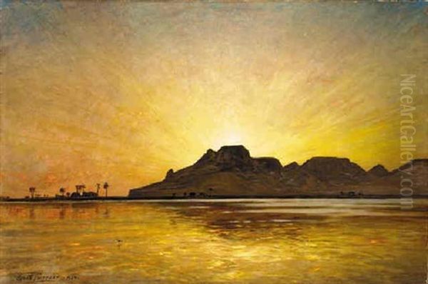 Sunset In Egypt Oil Painting by Ernest Karl Eugen Koerner