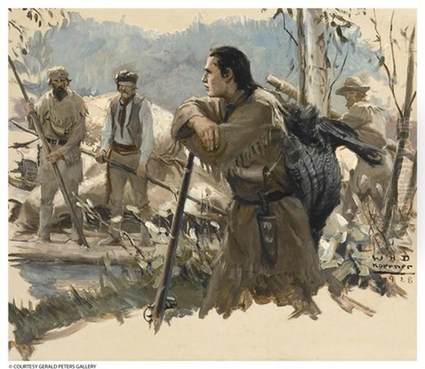 Traders And Their Raft Oil Painting by William Henry Dethlef Koerner