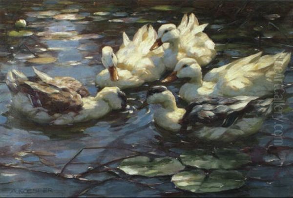 F_nf Enten Oil Painting by Alexander Max Koester