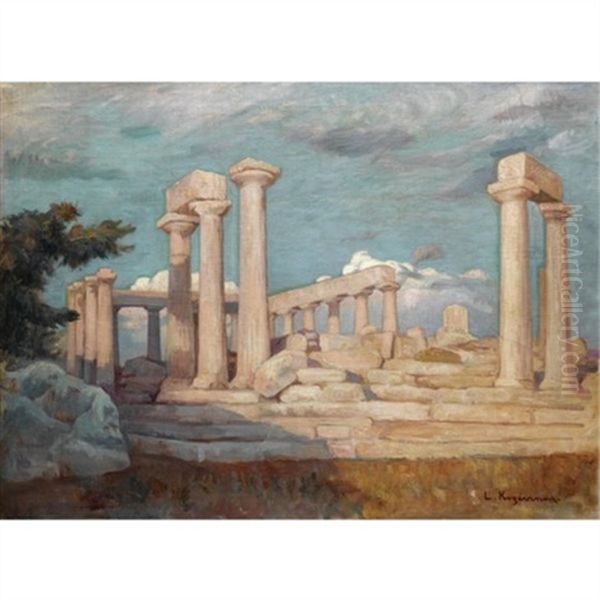 The Temple Of Aphaia, Aegina Oil Painting by Lykourgos Kogevinas
