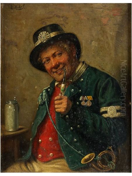 In Der Bauernstube Oil Painting by Ludwig Kohrl