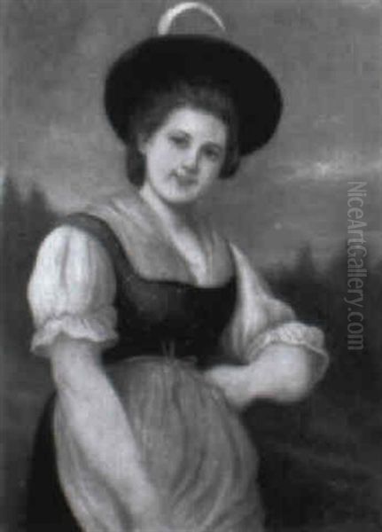 Trachtenfrau Oil Painting by Ludwig Kohrl
