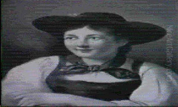 Dirndl Mit Hutchen Oil Painting by Ludwig Kohrl