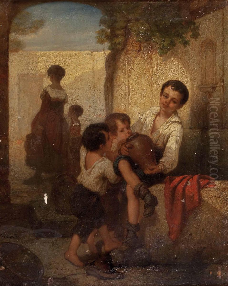 Durstige Kinder Oil Painting by Joseph Beaume