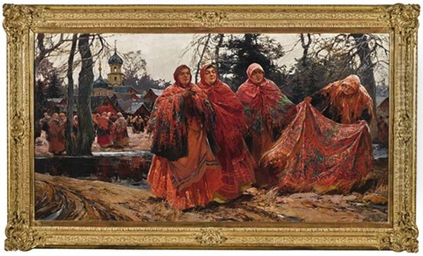 Festival Oil Painting by Stepan Feodorovich Kolesnikov