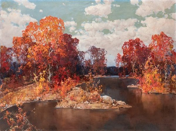 Golden Autumn Oil Painting by Stepan Feodorovich Kolesnikov