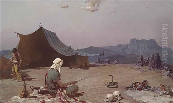 The Snake Charmer Oil Painting by Stepan Feodorovich Kolesnikov