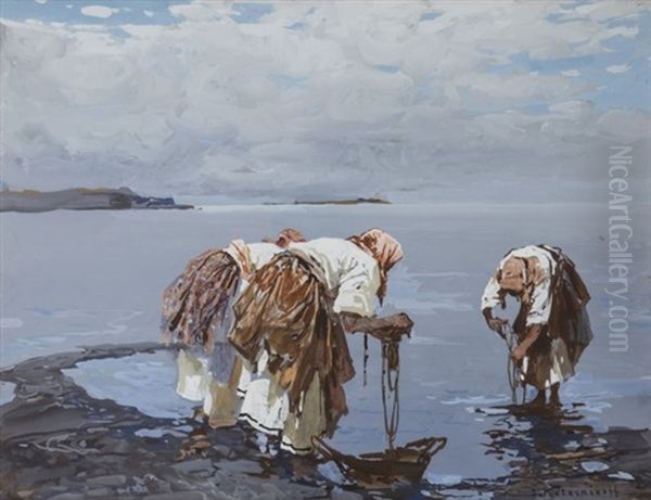 The Washerwomen Oil Painting by Stepan Feodorovich Kolesnikov
