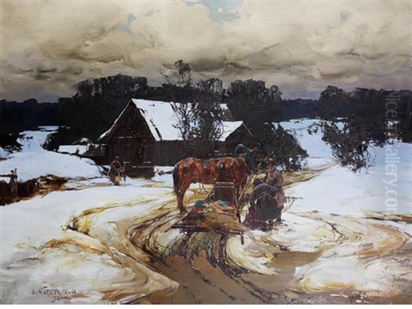 Le Crepuscule Oil Painting by Stepan Feodorovich Kolesnikov