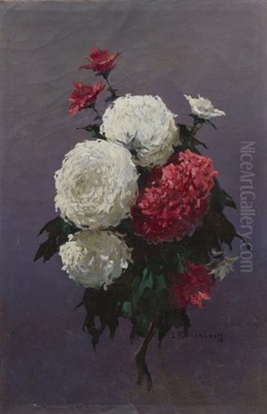 Bouquet Of Flowers Oil Painting by Stepan Feodorovich Kolesnikov