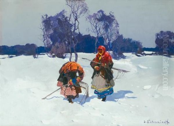 A Pair Of Russian Landscapes Oil Painting by Stepan Feodorovich Kolesnikov