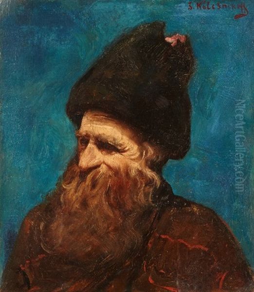 Portrait Of An Elderly Cossack Oil Painting by Stepan Feodorovich Kolesnikov