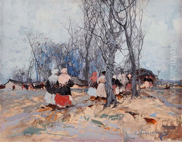 Saturday Afternoon Oil Painting by Stepan Feodorovich Kolesnikov