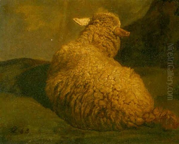 Liegendes Schaf Oil Painting by Johann Rudolf Koller