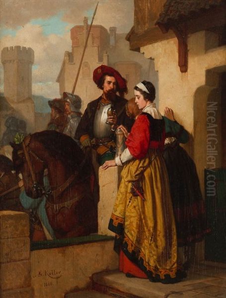 Abschied - Auszug Der Ritter Aus Der Mittelaterlichen Stadt Oil Painting by Wilhelm Koller