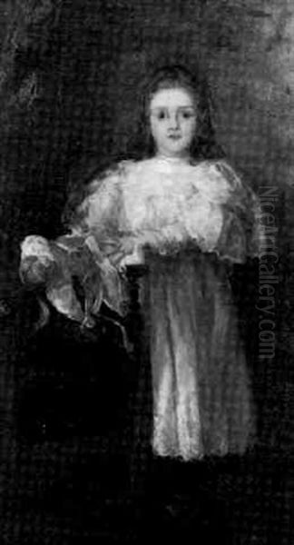 Madchenbildnis Mit Puppe Oil Painting by Broncia Koller-Pinell