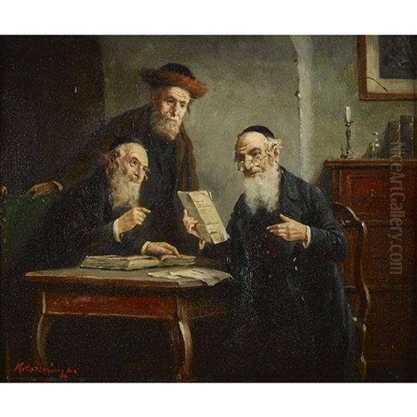 Traduction Difficile Oil Painting by Lajos Kolozsvary